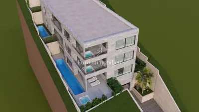 Brela, Baugrundstück mit Meerblick und Projekt - 11