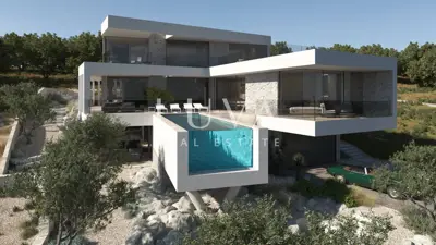 Baugrundstück 926 m², Krk - Villenprojekt 470 m² - 2