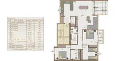 Stan 113,96 m², Pula Monte Magno - 3 spavaće sobe - 7
