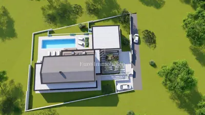 Building plot 1,031 m², Labin - project for a villa with a pool