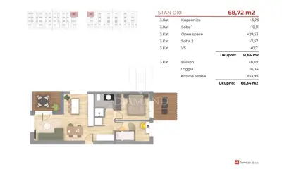 Stan 68,72 m², Poreč okolica - 2 spavaće sobe - 9