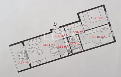 Wohnung 81,2 m², Žnjan - 3 Zimmer, Loggia und Hof - 14