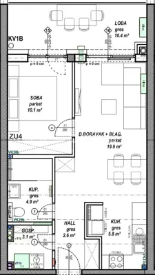 Apartment 46 m², Čakovec Globetka, loggia 10 m² - 6