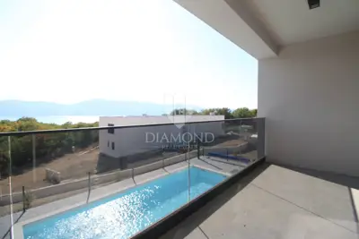 Dvojna vila 158 m², Krk - Okolica, bazen i panoramski pogled na more - 10