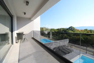 Dvojna vila 158 m², Krk - Okolica, bazen i panoramski pogled na more - 9