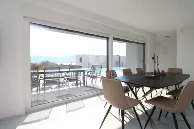 Dvojna vila 158 m², Krk - Okolica, bazen i panoramski pogled na more - 7