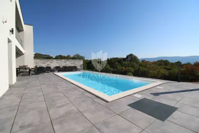 Dvojna vila 158 m², Krk - Okolica, bazen i panoramski pogled na more - 2