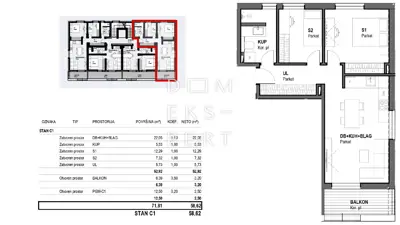 Sesvete, CENTAR, NOVOGRADNJA - Trosoban stan 2. KAT, LIFT, BALKON - 59 - 4