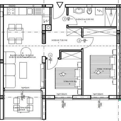 Wohnung 55 m², Veli vrh, Pula - 2 Schlafzimmer und Loggia - 2
