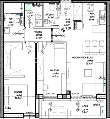 Apartment 69 m², Čakovec Globetka - loggia and choice of finishes - 6