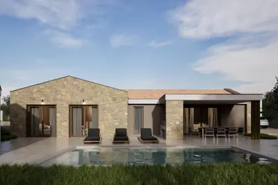 House 143 m², Draguzeti - stone single-storey house with pool