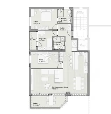 Stan 121 m², Bivio Rijeka - pogled na more i 3S+DB - 4