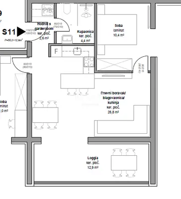 Stan 67,4 m², Vodice - pogled na more, 2. kat - 7