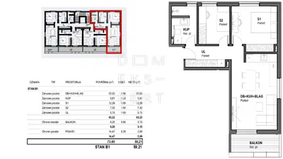 Sesvete, CENTAR, NEUBAU - 3 Zimmer Wohnung, 1. STOCK, BALKON, PM - 59 m² - 4