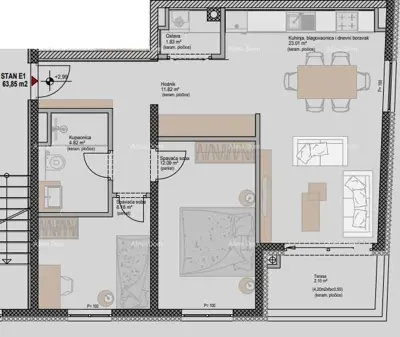 Wohnung 63,8 m², Poreč - 2 Schlafzimmer und Terrasse - 2