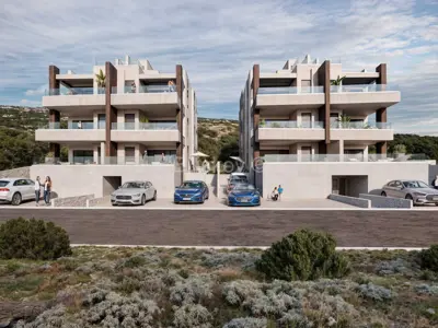 Wohnung 108 m², Šimuni auf Pag, Neubau mit Garten und Terrassen