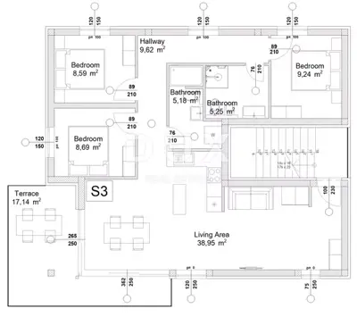 Apartment 151.5 m², Vir - roof terrace and sea view - 9