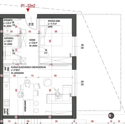Apartment 52 m², Žaborić - ground floor and yard 114 m² - 4