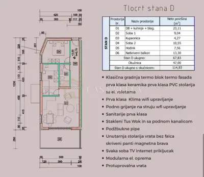 Stan 67,83 m², Omišalj - 2 spavaće sobe i balkon - 15