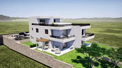 Stan 101,7 m², Tribunj - krovna terasa i pogled na more - 2