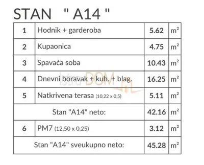 Stan 2. kat, Šikići - 1 spavaća soba, natkrivena terasa - 11