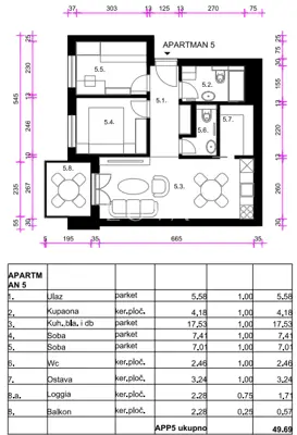 Stan 49,7 m², Resnik - 2S+DB u novom projektu - 7
