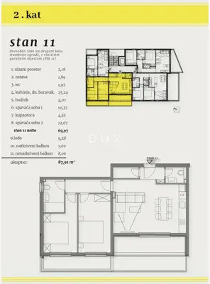 Stan 88 m², Okrug Gornji - 2 spavaće sobe, lođa i 2 balkona - 10