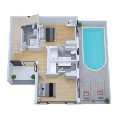 Kuća 150 m², Malinska - pogled na more i bazen - 5
