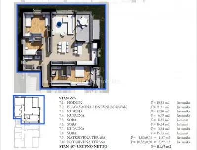 Apartment 112 m², Labin center - 3 bedrooms and 2 bathrooms - 3