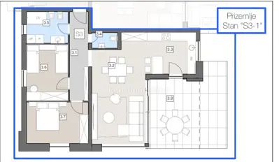 Apartment 85,50 m², center Labin - 2 rooms, ground floor - 2