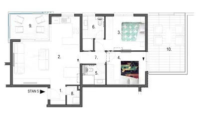 Apartment 73 m², Primošten - 2 bedrooms, garden - 10