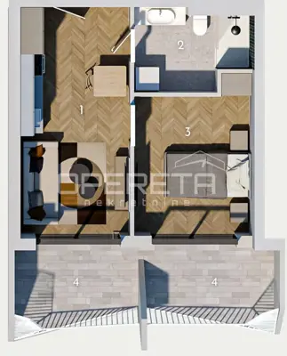 SPLIT – NOVOGRADNJA | 45,35 m² | 1 SPAVAĆA SOBA | VELIKA LOĐA | PARKING - 2