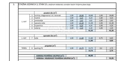 Stan 53 m², Rovanjska - 1 spavaća soba, lođa - 19