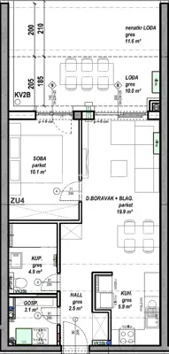 Stan 46 m², Globetka Čakovec - lođa 21,6 m² - 6