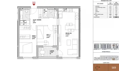 Apartment 68 m², Dugave - 3 rooms, loggia and elevator - 4