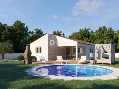 Tinjan, Kringa, montažna kuća, 113 m², bazen, okućnica