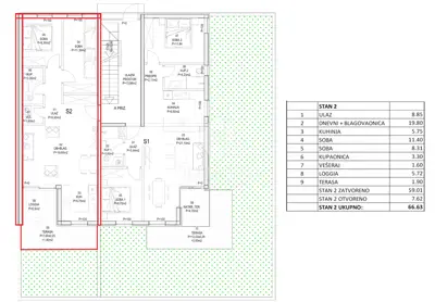 Stan 67 m², Barban - prizemlje, terasa i loggia - 2