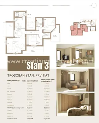 Stan, Trogir, 59 m², 2-soban, 307 450 € - 4