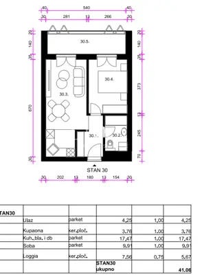 Apartment 41 m², Resnik - 1 room + living room, underfloor heating - 7