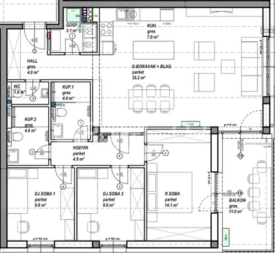Apartment 99 m², Čakovec - Globetka, balcony 11 m² - 6