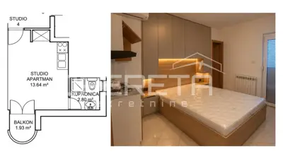 Erste Reihe zum Meer - Studio-Apartment 17 m², Sukošan - Mala Makarska - 4