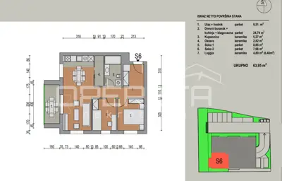 Stan 63 m², Dugo Selo - Centar, 2 spavaće sobe i lift