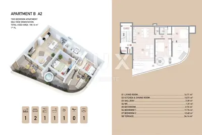 Stan 100 m², Opatija - Centar, terasa 34 m² i pogled na more - 3