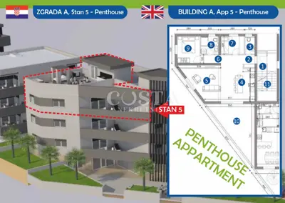 Penthouse 67,92 m², Sukošan - Dachterrasse und Meerblick - 9