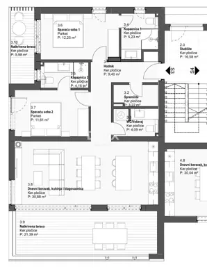 Apartment 97 m², Tribunj - two covered terraces and sea view - 9