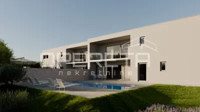 : Krk – Moderna dvojna kuća s bazenom i panoramskim pogledom na more
