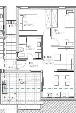 Apartman 56 m², Lovrečica, 2. kat i terasa - 3
