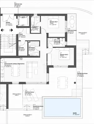 Apartment 122.2 m², Tribunj - terrace 55 m² and pool - 9