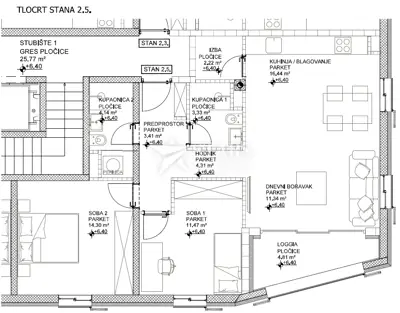 2,5-Zimmer-Wohnung, Cres, 2 Badezimmer und Loggia - 4