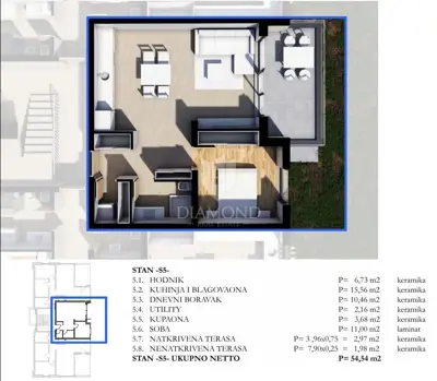 Labin, excellent 1-room apartment in a new building, 1st floor - 3